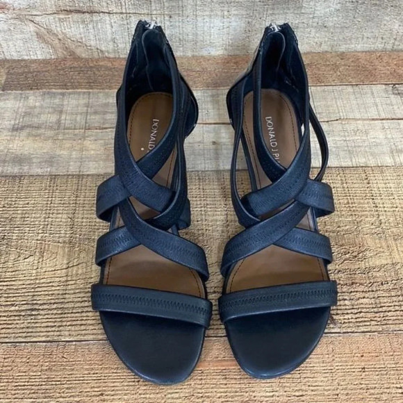 Donald J Pliner Black Leather Vida Strech Strappy Sandals Womens 7.5M - Picture 3 of 12